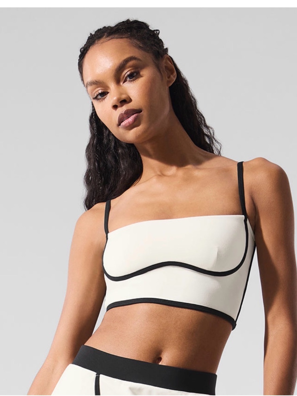 94. Alo Airbrush Streamlined Bra Tank - Ivory/Black